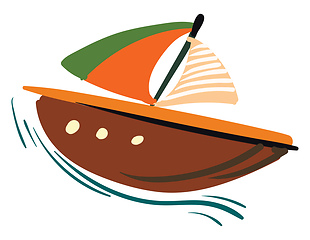 Image showing Painting of colorful sailing boat vector or color illustration