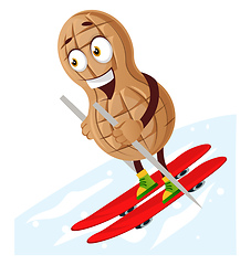 Image showing Peanut ski in the snow, illustration, vector on white background