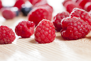 Image showing Red raspberries