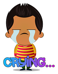 Image showing Boy is crying, illustration, vector on white background.