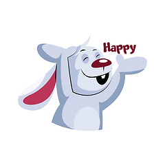 Image showing Happy white rabbit vector illustration on a white background