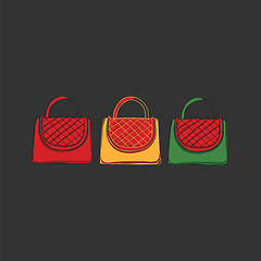 Image showing Clipart of three women\'s handbags over black background vector o