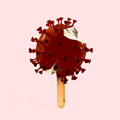 Image showing Icecream made of models of COVID-19 coronavirus, concept of pandemic spreading