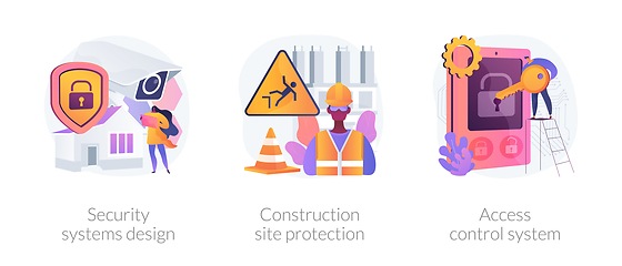 Image showing Construction security services abstract concept vector illustrations.