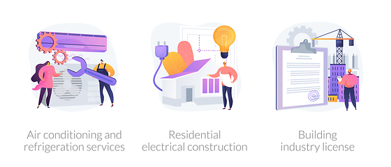 Image showing Builder contractor services abstract concept vector illustrations.