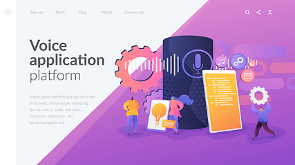 Image showing Smart speaker apps development landing page template.