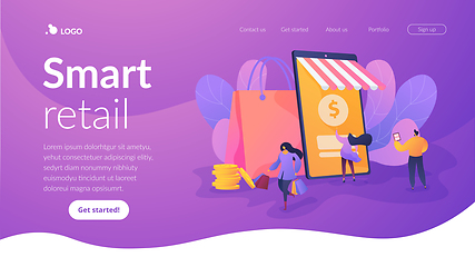 Image showing Smart retail in smart city landing page template.