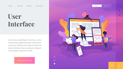 Image showing Web design development landing page template.