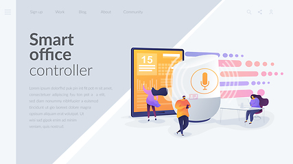 Image showing Smart speaker office controller landing page template.