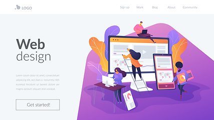Image showing Web design development landing page template.