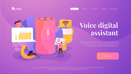 Image showing Smart speaker office controller landing page template.