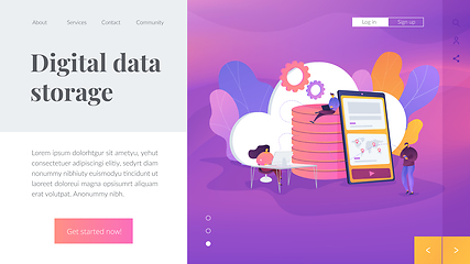 Image showing Cloud storage landing page template.