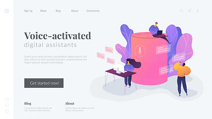 Image showing Smart speaker office controller landing page template.
