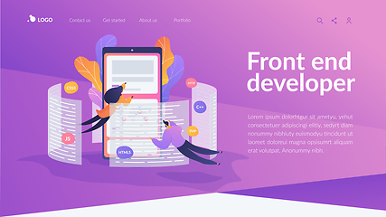 Image showing Front end development it landing page template.