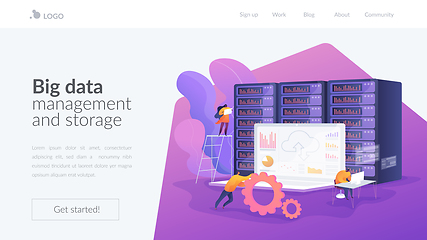 Image showing Big data developer landing page template.