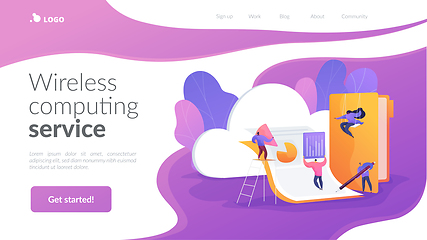 Image showing Cloud collaboration landing page template.