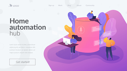 Image showing Smart speaker office controller landing page template.