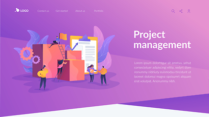 Image showing Project management landing page template.