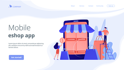 Image showing Mobile based marketplace concept landing page.