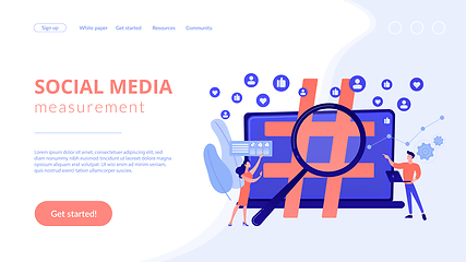 Image showing Social network monitoring concept landing page