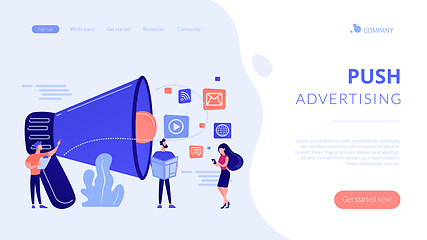 Image showing Push advertising concept landing page.