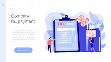 Image showing Tax form concept landing page.