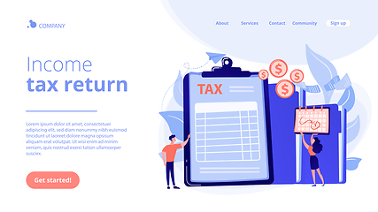 Image showing Tax form concept landing page.