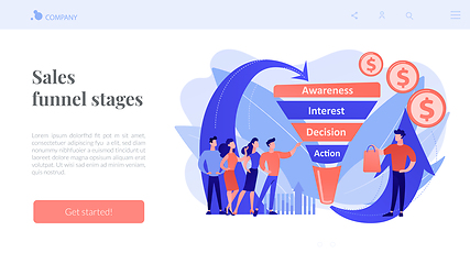 Image showing Sales funnel management concept landing page.