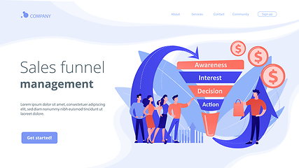 Image showing Sales funnel management concept landing page.