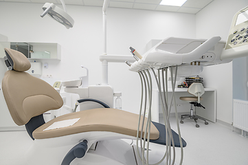 Image showing patient chair in Interior of dentistry medical office