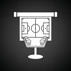 Image showing Sport bar table with mugs of beer and football translation on pr