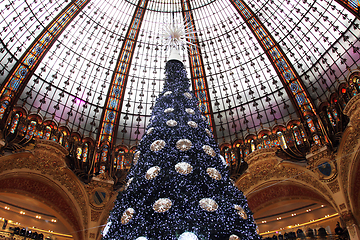 Image showing Christmas tree at Galeries Lafayette, Paris, France