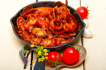 Image showing fresh seafoos stew on an iron skillet