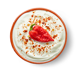 Image showing bowl of hot dip yogurt sauce