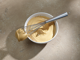 Image showing bowl of whipped instant coffee with sugar and water