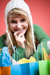 Image showing Shopping caucasian girl