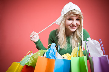 Image showing Shopping caucasian girl