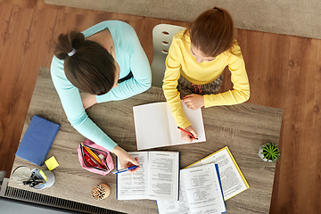 Image showing mother and daughter doing homework together