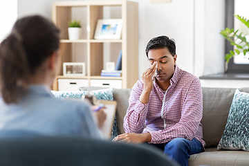 Image showing crying man at psychotherapy session