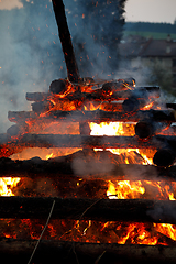 Image showing big fire, burning witches