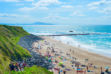 Image showing People ocean beach. Biarritz, France