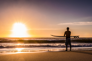 Image showing Surfer watching the waves