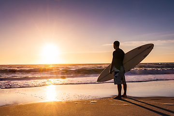 Image showing Surfer watching the waves