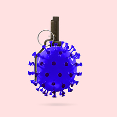 Image showing Bomb made of models of COVID-19 coronavirus, concept of pandemic spreading