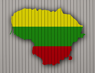 Image showing Map and flag of Lithuania on corrugated iron