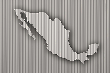 Image showing Map of Mexico on corrugated iron