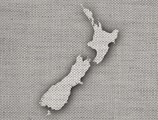 Image showing Map of New Zealand on linen,