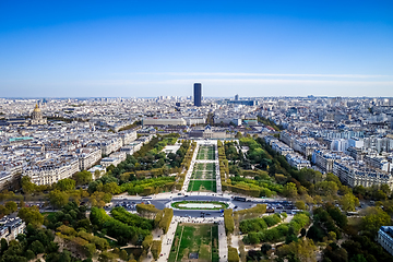 Image showing Aerial city view of Paris from Eiffel Tower, France