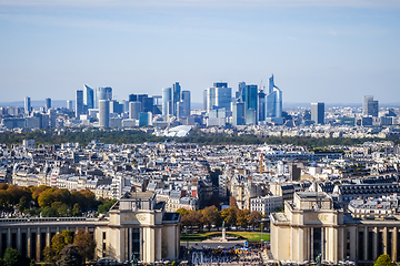 Image showing Aerial city view of Paris from Eiffel Tower, France