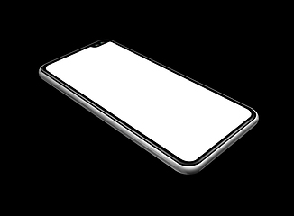 Image showing All-screen blank smartphone mockup isolated on black. 3D render